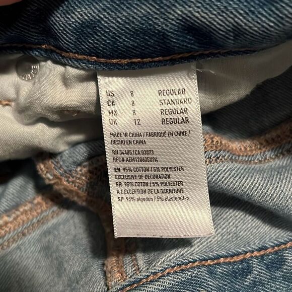 American Eagle Womens Light Wash Blue 5 Pocket Distressed Mom Jeans - Picture 9 of 9